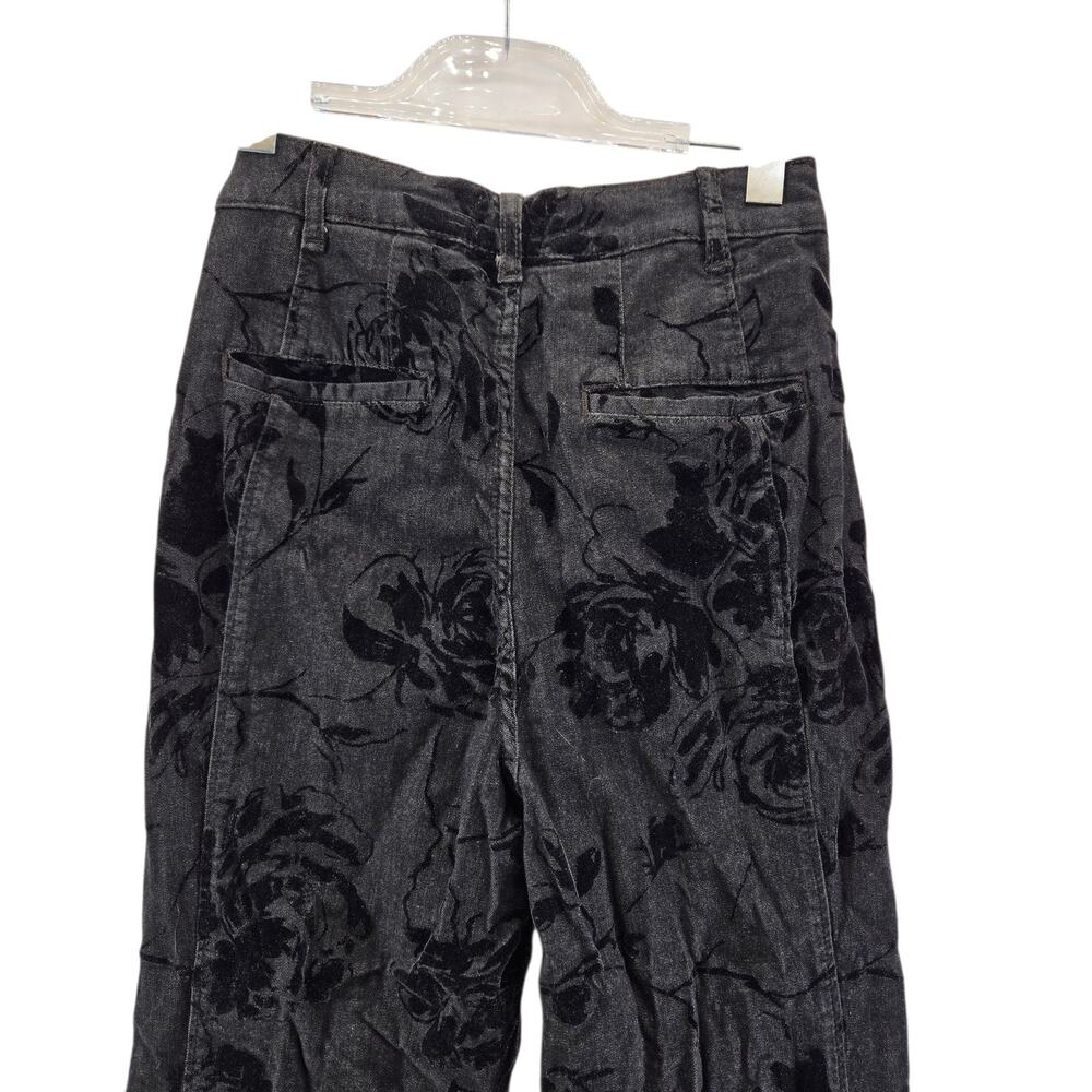 Pilcro High Rise Black Floral Velvet‎ Flare Jeans 30 Whimsygoth Fairy Grunge - Picture 6 of 13